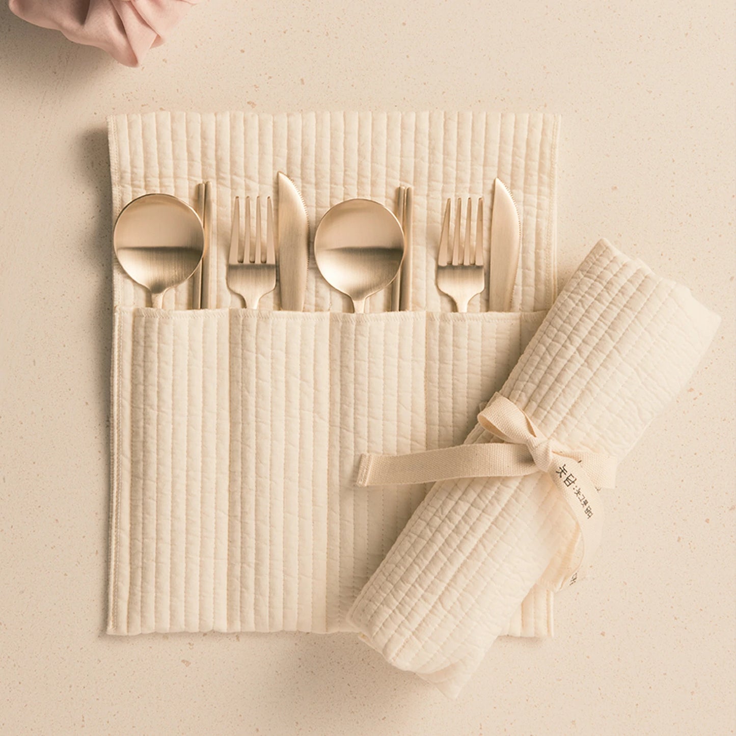 Quilted Cutlery Pouch (4pc)